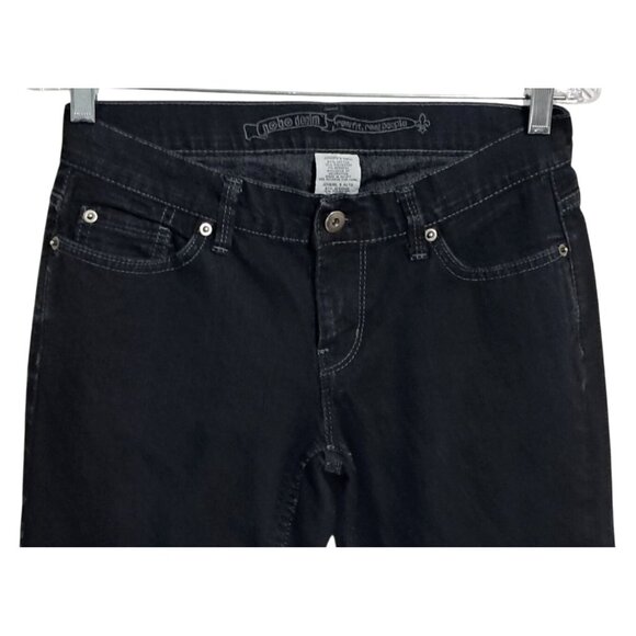 Y2K Flare Jeans Black Denim Size 5 T Low Rise Stretch by Nobo No Boundaries - Picture 5 of 12